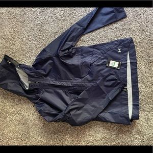 NWT Womens Size L Under Armor Navy Blue Windbreaker Jacket